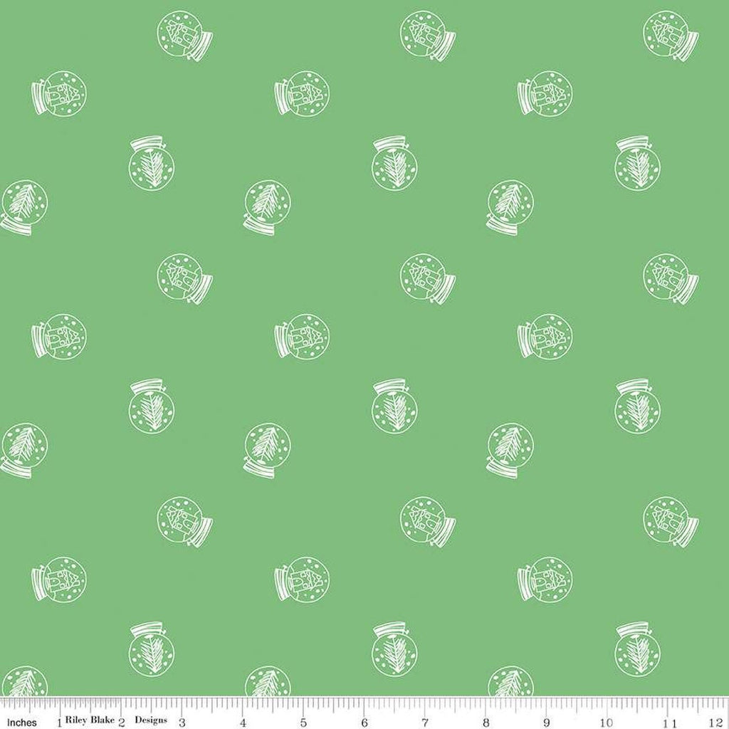 Pixie Noel 2 Snow Globes C12114 Green - Riley Blake Designs - Christmas - Quilting Cotton Fabric