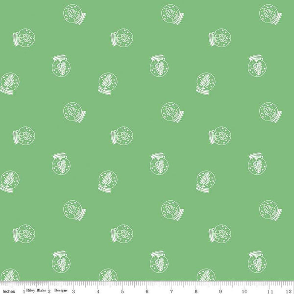 Pixie Noel 2 Snow Globes C12114 Green - Riley Blake Designs - Christmas - Quilting Cotton Fabric