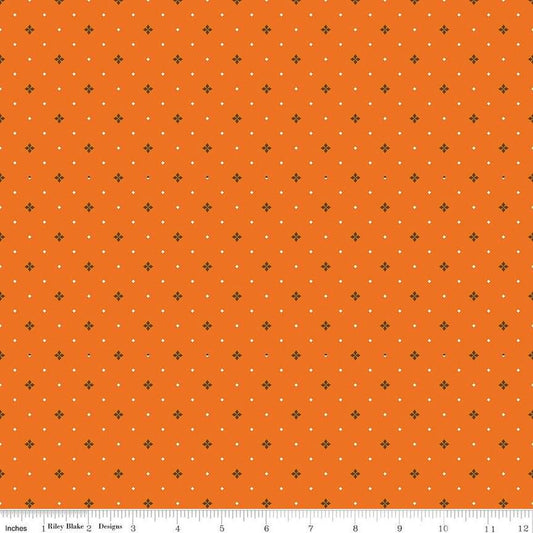 Awesome Autumn Ditsy C12176 Orange - Riley Blake Designs - Fall Geometric Flowers Diamonds - Quilting Cotton Fabric