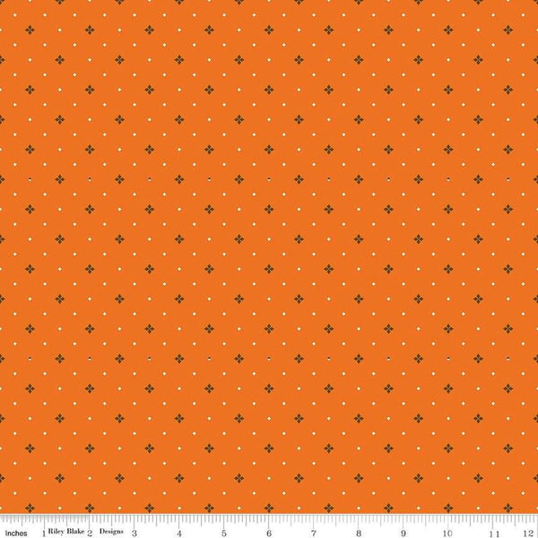 Awesome Autumn Ditsy C12176 Orange by Riley Blake Designs - Fall Geometric Flowers Diamonds - Quilting Cotton Fabric