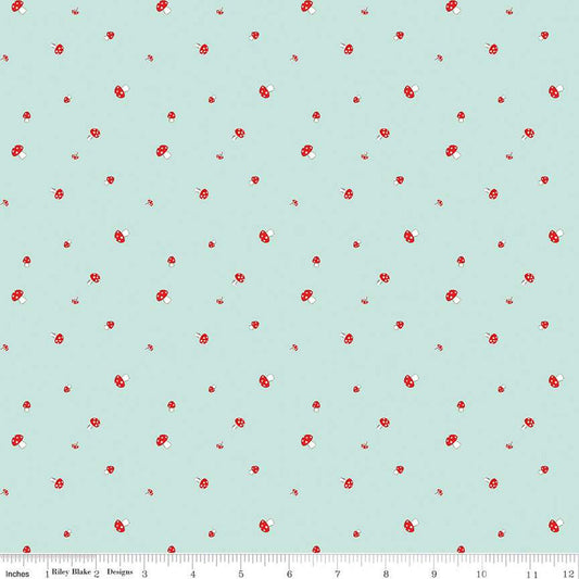 SALE Pixie Noel 2 Mushrooms C12117 Mint - Riley Blake Designs - Christmas - Quilting Cotton Fabric