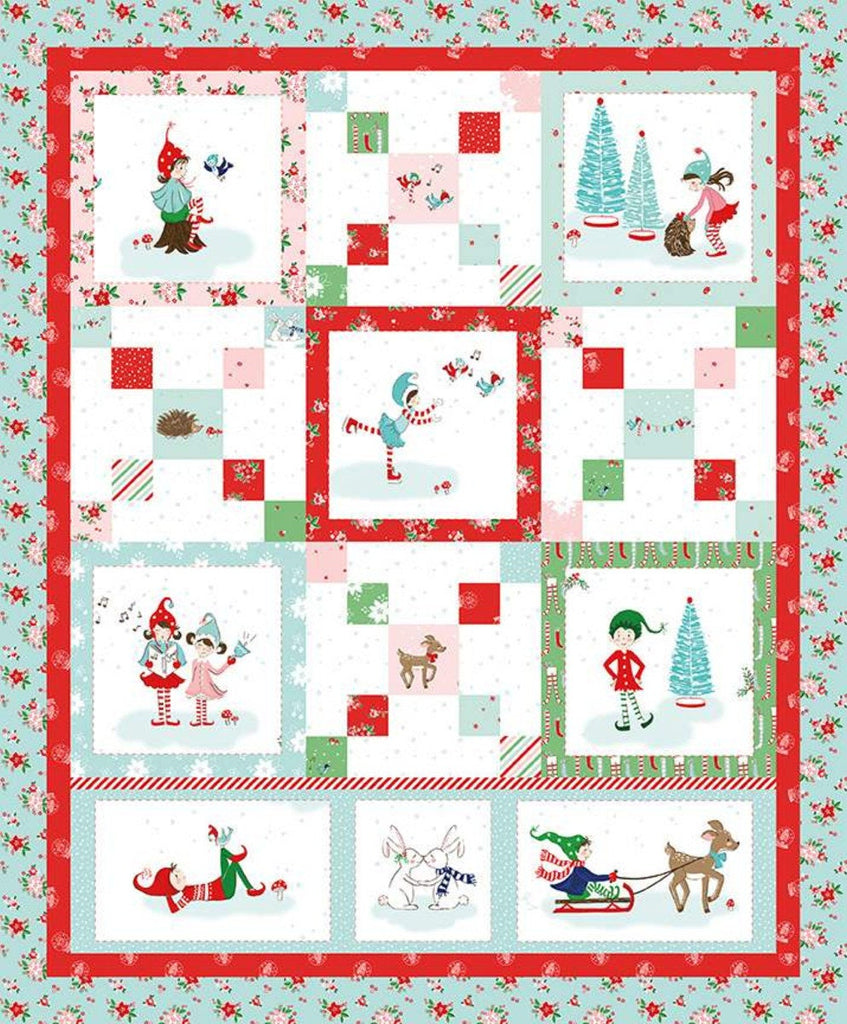 Pixie Noel 2 Panel P12120 by Riley Blake Designs - Christmas Pixies Animals Winter - Quilting Cotton Fabric