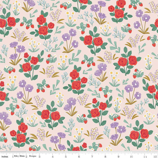 SUPER DEAL BTY! Sweet Picnic Flower Meadow C12091 Blush - Riley Blake Designs - Floral Flowers - Quilting Cotton Fabric