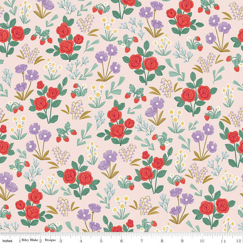 SALE Sweet Picnic Flower Meadow C12091 Blush - Riley Blake Designs - Floral Flowers - Quilting Cotton Fabric