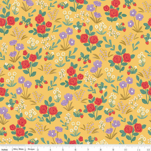 SALE Sweet Picnic Flower Meadow C12091 Daffodil - Riley Blake Designs - Floral Flowers - Quilting Cotton Fabric