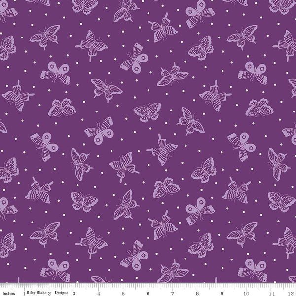 CLEARANCE Sweet Picnic Kaleidoscope C12094 Berry - Riley Blake Designs - Butterflies Butterfly Blush Dots - Quilting Cotton Fabric