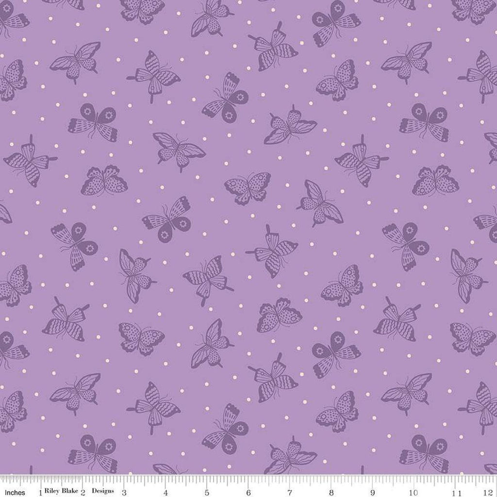 SALE Sweet Picnic Kaleidoscope C12094 Lilac - Riley Blake Designs - Butterflies Butterfly Blush Dots - Quilting Cotton Fabric