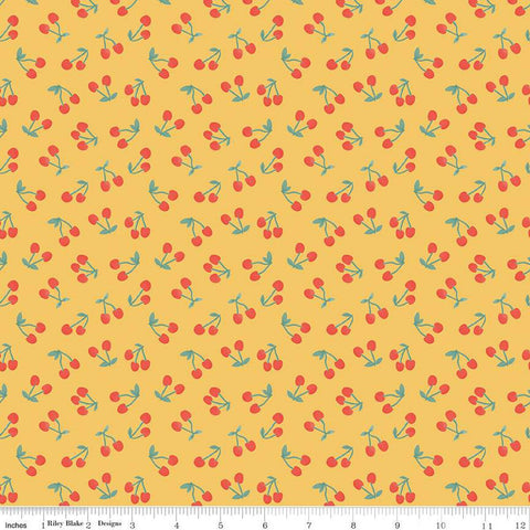 SALE Sweet Picnic Cherry C12096 Daffodil - Riley Blake Designs - Cherries - Quilting Cotton Fabric