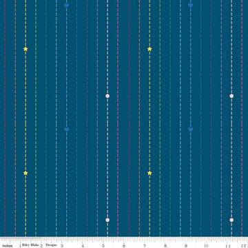SALE Imagine Dashing Rainbow C12165 Blue - Riley Blake Designs - Dashes Dashed Lines Stripes Geometric Shapes - Quilting Cotton Fabric