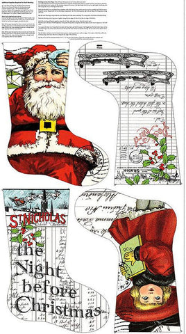 SALE Nicholas Stocking Panel PD12331 - Riley Blake Designs - Christmas Stockings Santa DIGITALLY PRINTED - Quilting Cotton Fabric
