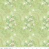 Fat Quarter End of Bolt - DEAL Emma Birdcage C12211 Green - Riley Blake - Leaves Flowers Birds Birdcages Bird Cages -Quilting Cotton Fabric