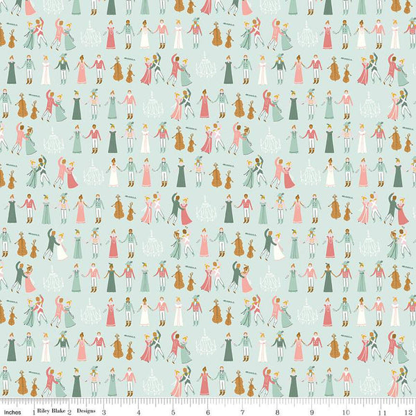 Emma Ball C12213 Mint by Riley Blake Designs - Dance Dancers Dancing Musical Instruments Chandeliers - Quilting Cotton Fabric