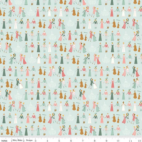 Emma Ball C12213 Mint by Riley Blake Designs - Dance Dancers Dancing Musical Instruments Chandeliers - Quilting Cotton Fabric