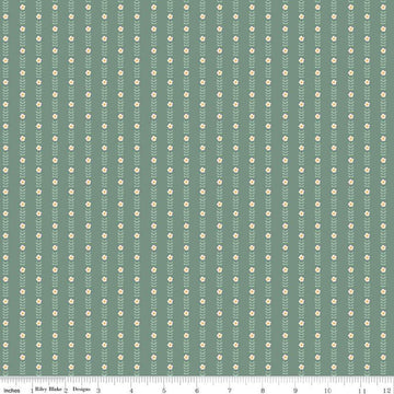 Emma Gown C12215 Dark Green by Riley Blake Designs - Floral Flowers Leaves - Quilting Cotton Fabric