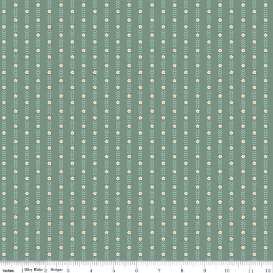 Emma Gown C12215 Dark Green by Riley Blake Designs - Floral Flowers Leaves - Quilting Cotton Fabric