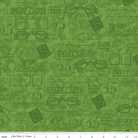Nicholas Greetings Blender C12343 Holly - Riley Blake Designs - Christmas Tone-on-Tone Text Phrases Icons - Quilting Cotton Fabric