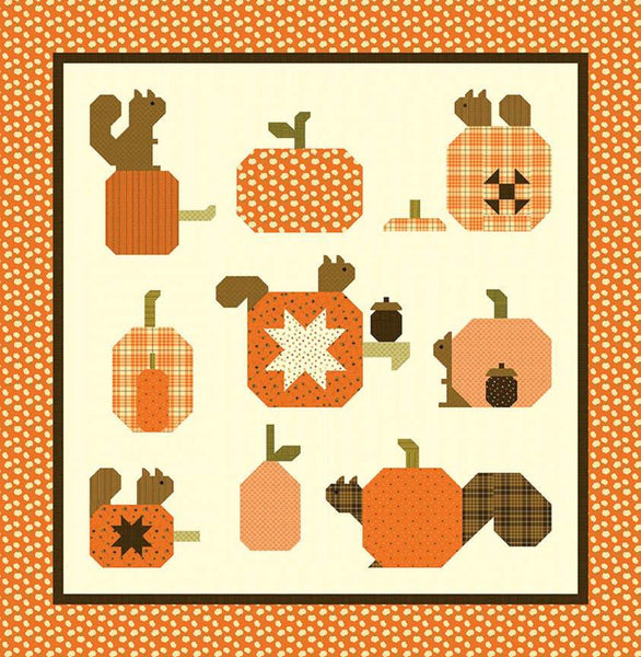 SALE Hide and Seek Quilt PATTERN P157 - Sandy Gervais for Riley Blake Designs- INSTRUCTIONS Only - Squirrels Pumpkins