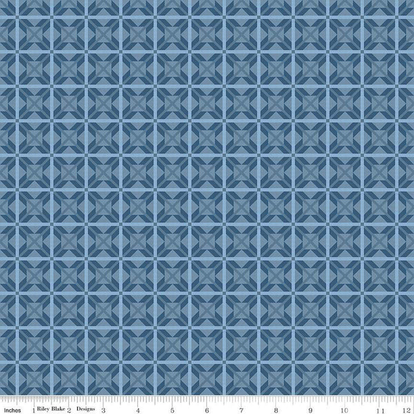 SALE Winter Barn Quilts Nordic Star C12083 Blue by Riley Blake Designs - Star Quilt Blocks Geometric - Quilting Cotton Fabric