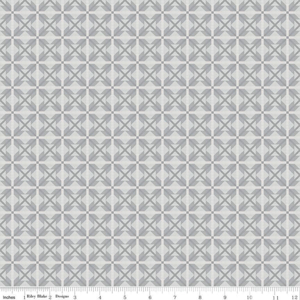 CLEARANCE Winter Barn Quilts Nordic Star C12083 Silver by Riley Blake Designs - Star Quilt Blocks Geometric - Quilting Cotton Fabric