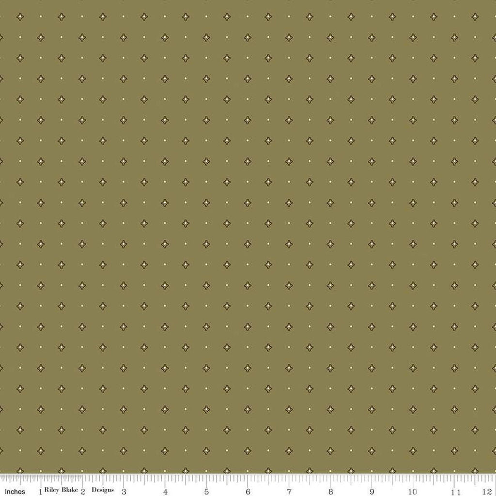 Go West with John Wayne Dots C12194 Moss - Riley Blake Designs - Cowboy Western Dotted Curved Diamonds  - Quilting Cotton Fabric