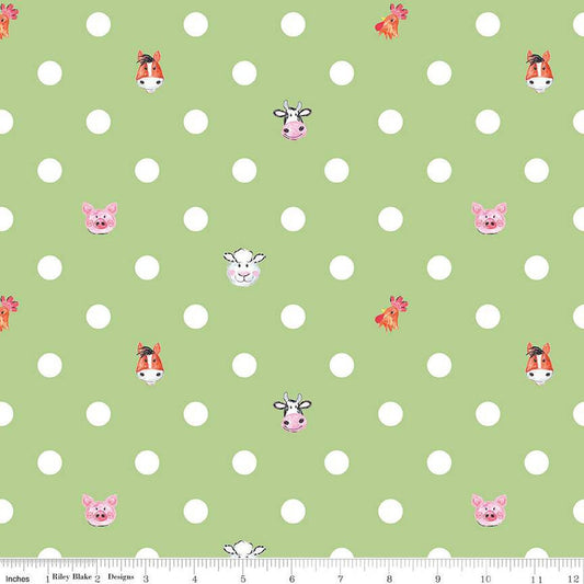 SALE Coloring on the Farm Dots C12233 Green - Riley Blake Designs - Crayola Crayons Dotted  - Quilting Cotton Fabric - Licensed Product