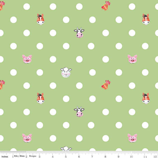 SALE Coloring on the Farm Dots C12233 Green - Riley Blake Designs - Crayola Crayons Dotted  - Quilting Cotton Fabric - Licensed Product