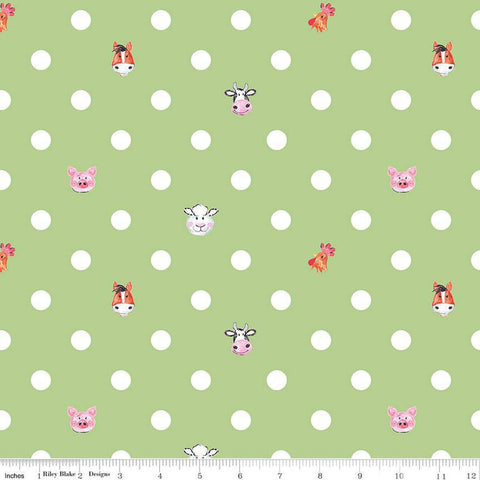 SALE Coloring on the Farm Dots C12233 Green - Riley Blake Designs - Crayola Crayons Dotted  - Quilting Cotton Fabric - Licensed Product