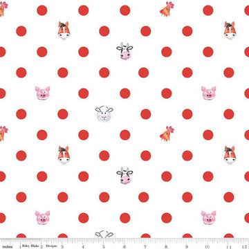 CLEARANCE Coloring on the Farm Dots C12233 White - Riley Blake Designs - Crayola Crayons Polka  - Quilting Cotton Fabric - Licensed Product