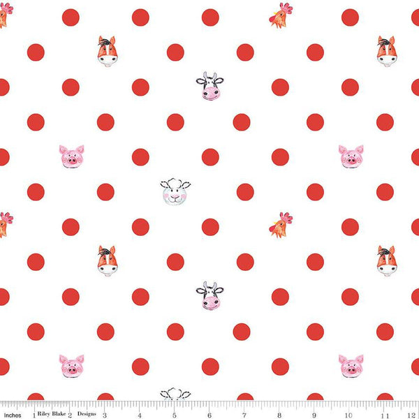 CLEARANCE Coloring on the Farm Dots C12233 White - Riley Blake Designs - Crayola Crayons Polka  - Quilting Cotton Fabric - Licensed Product