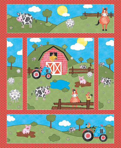 Coloring on the Farm Panel P12235 by Riley Blake - Crayola Animals Barn Tractor Cows Horses Pigs Sheep - Quilting Cotton Fabric