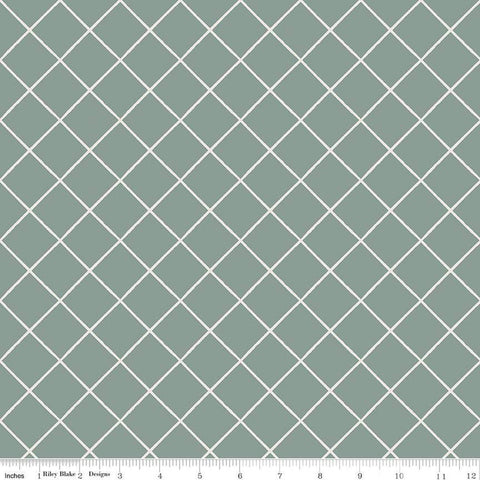SALE Elegance Essential C12221 Sage by Riley Blake Designs - 1" Diagonal Grid - Quilting Cotton Fabric