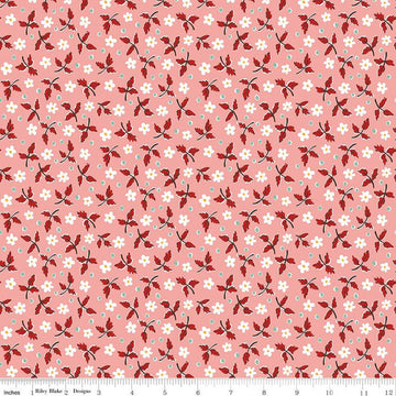 SALE Prairie Dress Heirloom Coral Pink Floral Fabric C12300 - Lori Holt Riley Blake Quilting Cotton Fabric