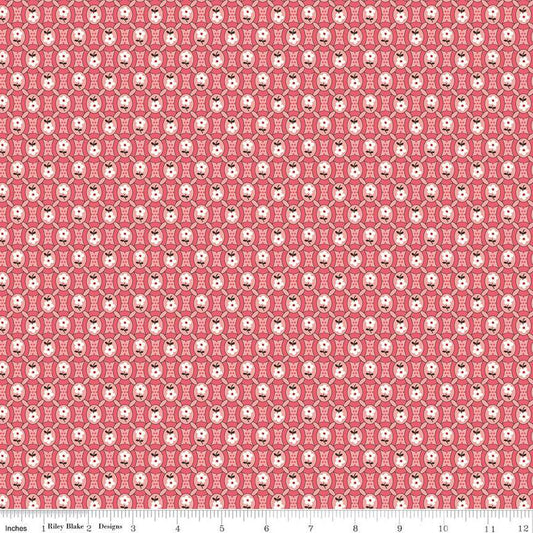 SALE Prairie Pioneer C12301 Heirloom Coral - Riley Blake Designs - Floral Flowers Geometric Ovals - Lori Holt - Quilting Cotton Fabric