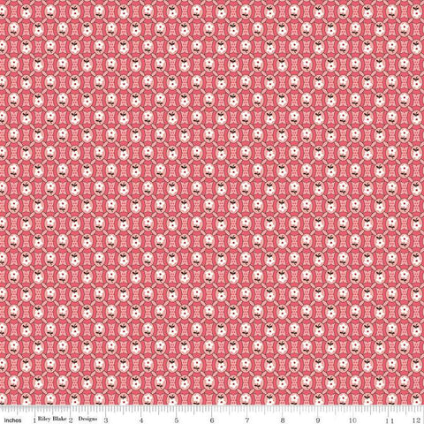 SALE Prairie Pioneer C12301 Heirloom Coral by Riley Blake Designs - Floral Flowers Geometric Ovals - Lori Holt - Quilting Cotton Fabric