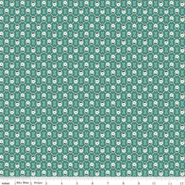 CLEARANCE Prairie Pioneer C12301 Heirloom Sea Glass by Riley Blake  - Floral Flowers Geometric Ovals - Lori Holt - Quilting Cotton