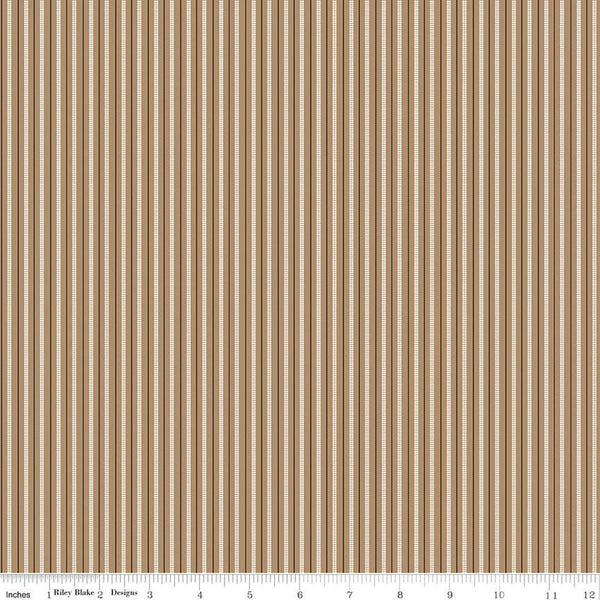 SALE Prairie Ticking C12306 Chestnut by Riley Blake Designs - Stripes Striped Stripe - Lori Holt - Quilting Cotton Fabric