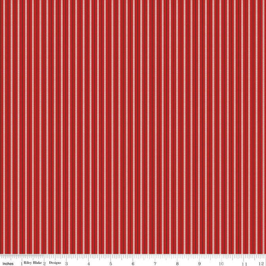 SALE Prairie Ticking C12306 Schoolhouse Red - Riley Blake Designs - Stripes Striped Stripe - Lori Holt - Quilting Cotton Fabric
