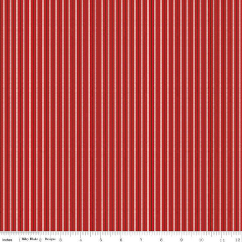 SALE Prairie Ticking C12306 Schoolhouse Red by Riley Blake Designs - Stripes Striped Stripe - Lori Holt - Quilting Cotton Fabric