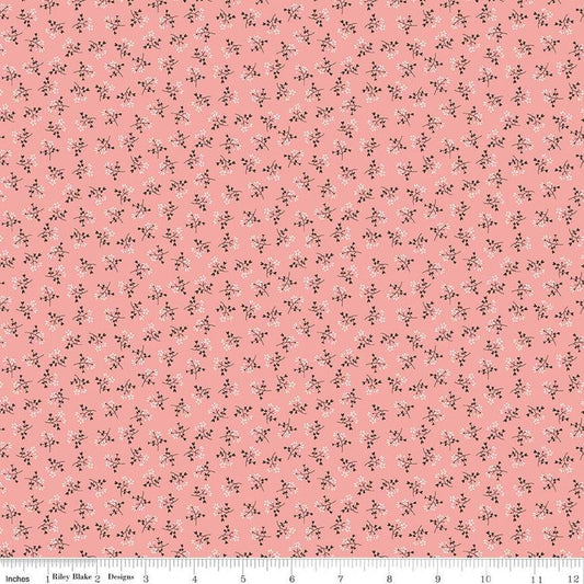 SALE Prairie Bonnet C12307 Heirloom Coral - Riley Blake Designs - Floral Flowers - Lori Holt - Quilting Cotton Fabric