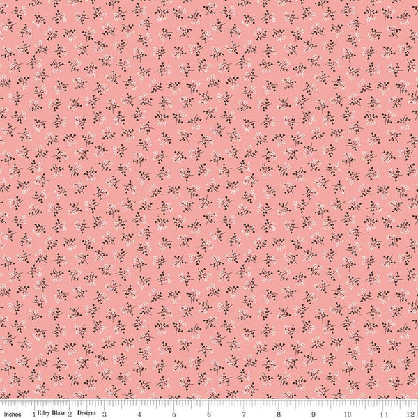 SALE Prairie Bonnet C12307 Heirloom Coral by Riley Blake Designs - Floral Flowers - Lori Holt - Quilting Cotton Fabric