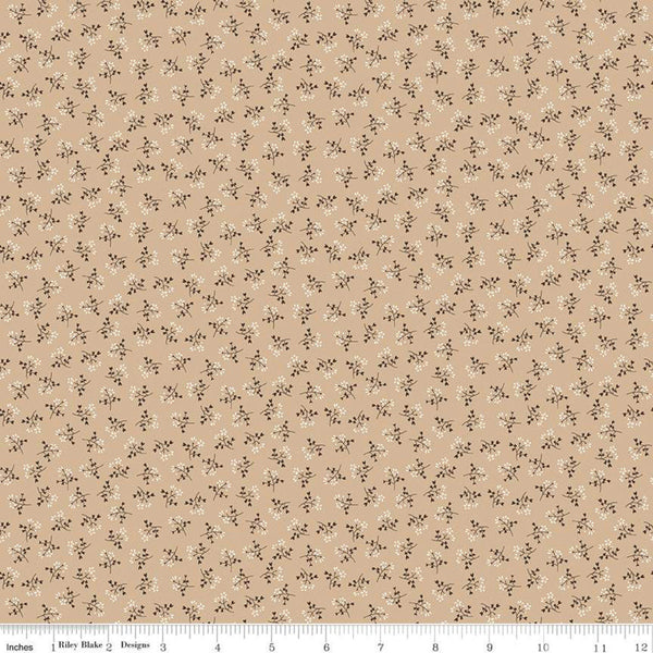 SALE Prairie Bonnet C12307 Tea Dye by Riley Blake Designs - Floral Flowers - Lori Holt - Quilting Cotton Fabric