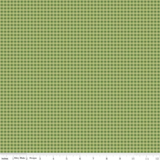 DEAL Prairie Homespun C12308 Basil - Riley Blake Designs - PRINTED Gingham Check Checks - Lori Holt - Quilting Cotton Fabric