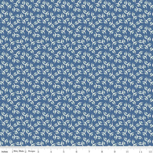SALE Prairie Memories C12312 Denim - Riley Blake Designs - Floral Flowers - Lori Holt - Quilting Cotton Fabric