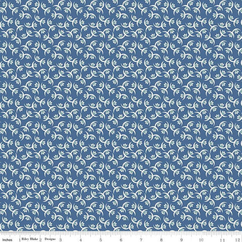 SALE Prairie Memories C12312 Denim by Riley Blake Designs - Floral Flowers - Lori Holt - Quilting Cotton Fabric