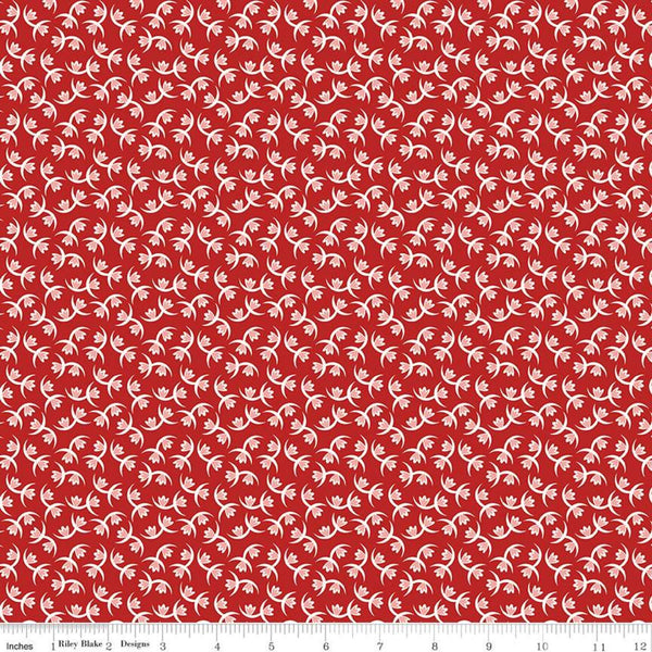 SALE Prairie Memories C12312 Schoolhouse Red by Riley Blake Designs - Floral Flowers - Lori Holt - Quilting Cotton Fabric