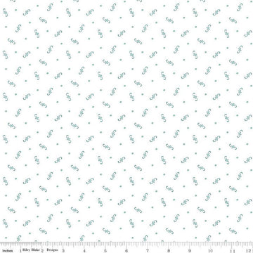 SALE Prairie Fiddle C12320 Teal - Riley Blake Designs - Floral Flowers Dots - Lori Holt - Quilting Cotton Fabric