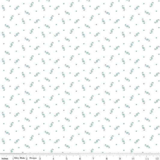 DEAL Prairie Fiddle C12320 Teal - Riley Blake Designs - Floral Flowers Dots - Lori Holt - Quilting Cotton Fabric