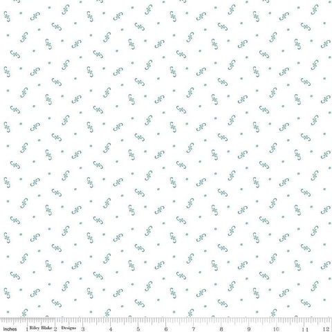Prairie Fiddle C12320 Teal by Riley Blake Designs - Floral Flowers Dots - Lori Holt - Quilting Cotton Fabric