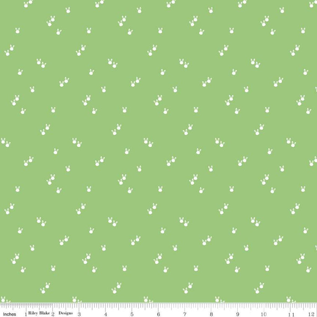 CLEARANCE Seasonal Basics Bunnies C656 Green by Riley Blake - Easter Spring - Quilting Cotton Fabric