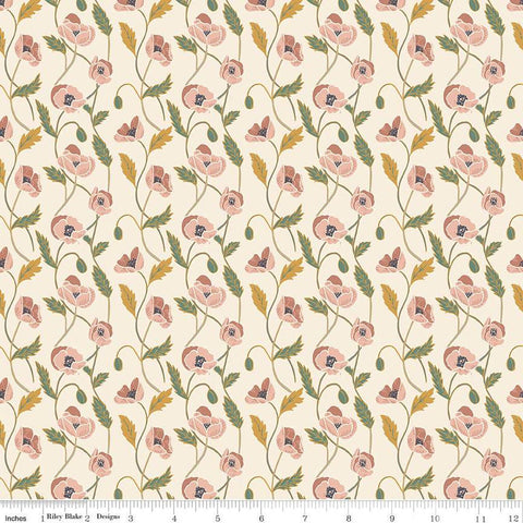 Fat Quarter End of Bolt - Elegance Ethereal C12225 Ivory by Riley Blake Designs - Floral Flowers Vines - Quilting Cotton Fabric